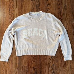 Z Supply Cream 'BEACH' Crewneck Sweater